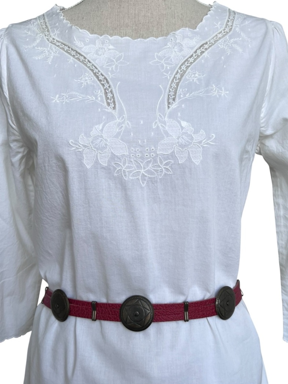 Aubin & Wills White Lace Embroidered Cotton Dress Size 10
